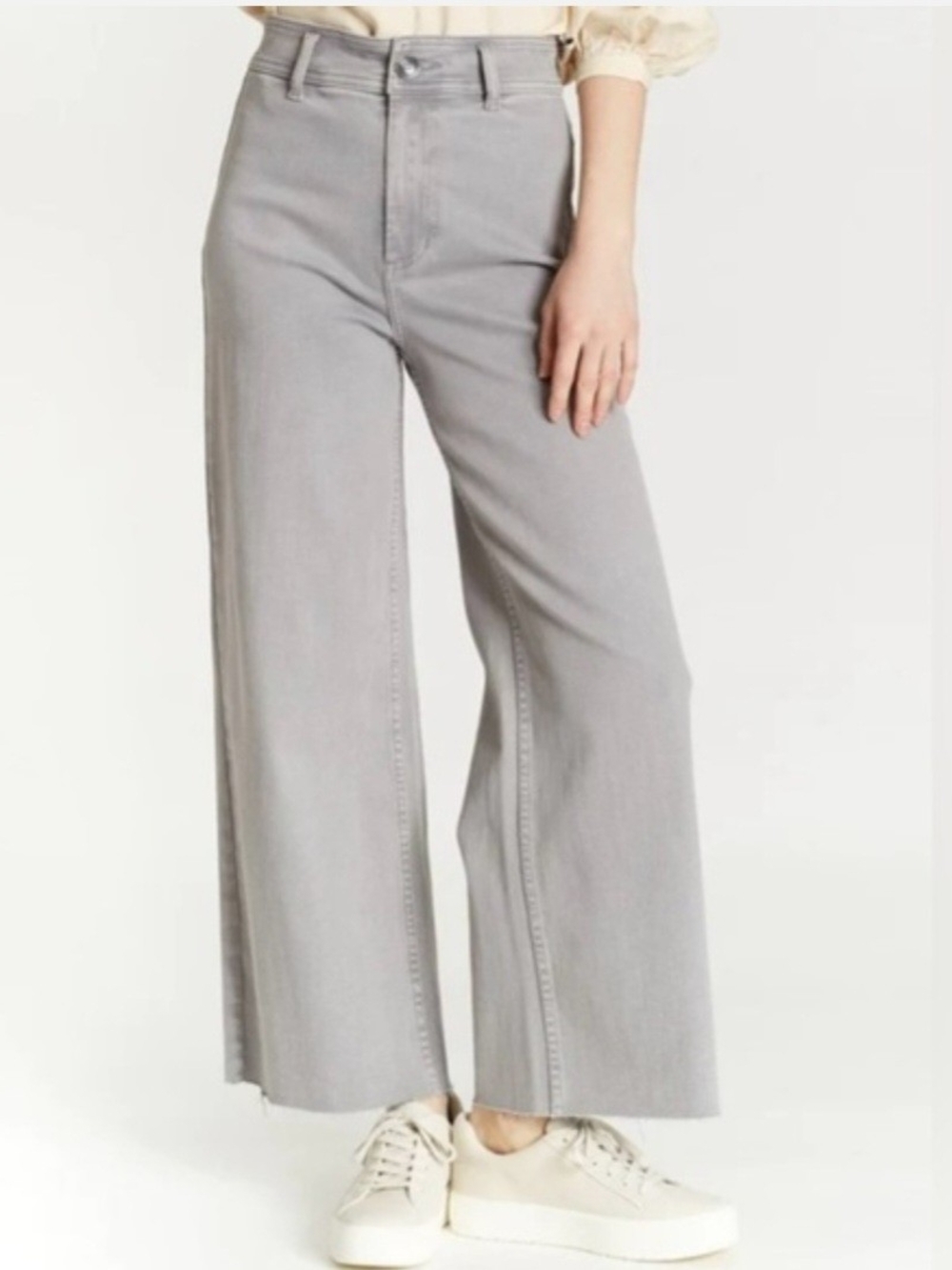 OAT New York High Rise Wide Leg Jeans Grey Size 6 / 28 Raw Hem